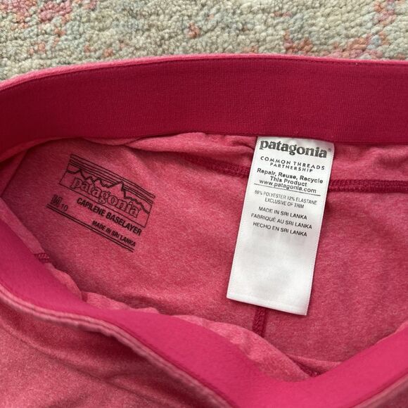 PATAGONIA girls M 10 Capilene Base Layer pants Bottoms Pink Hiking Camping Trek - Picture 4 of 10